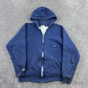 Vintage McGregor Hoodie Mens Large Blue Thermal Lined Zip Tri-Blend Sweatshirt